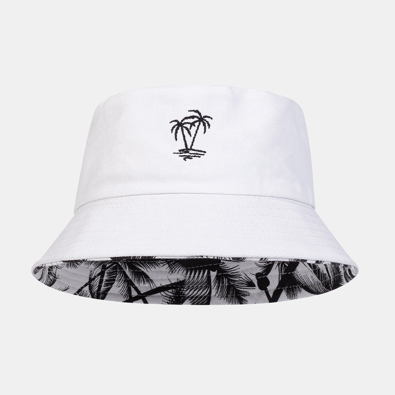 Reversible Bucket Hat with Palm Tree Design