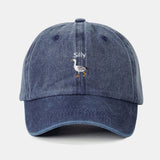 Washed Baseball Cap with Silly Goose Embroidery