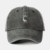 Washed Baseball Cap with Silly Goose Embroidery