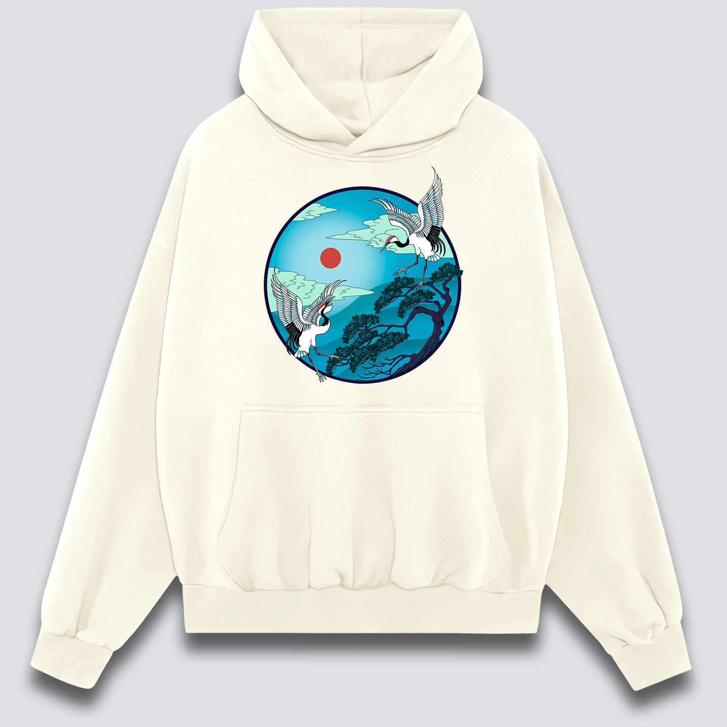 Priekinis Spaudinys - Skraidančių Gervių Hoodie