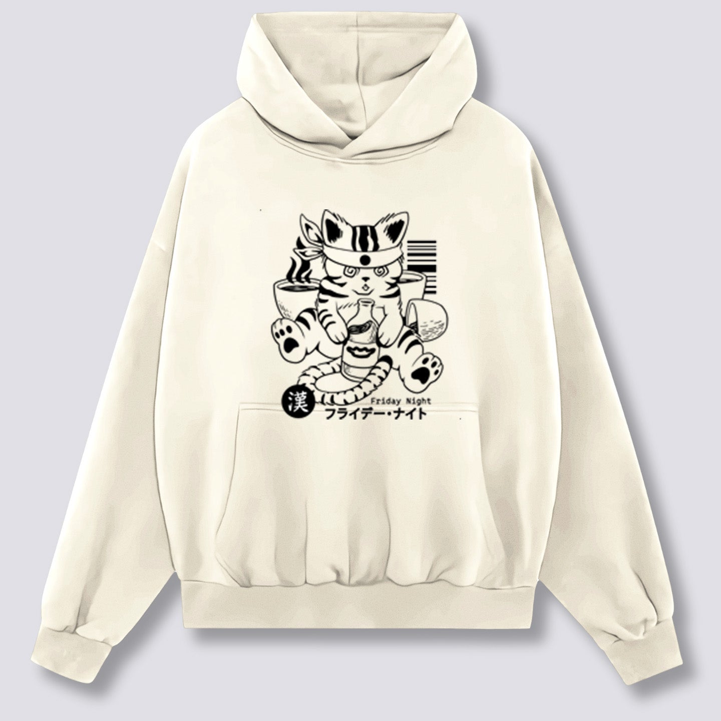 Priekinis Spaudinys - Girtas Katinas Hoodie