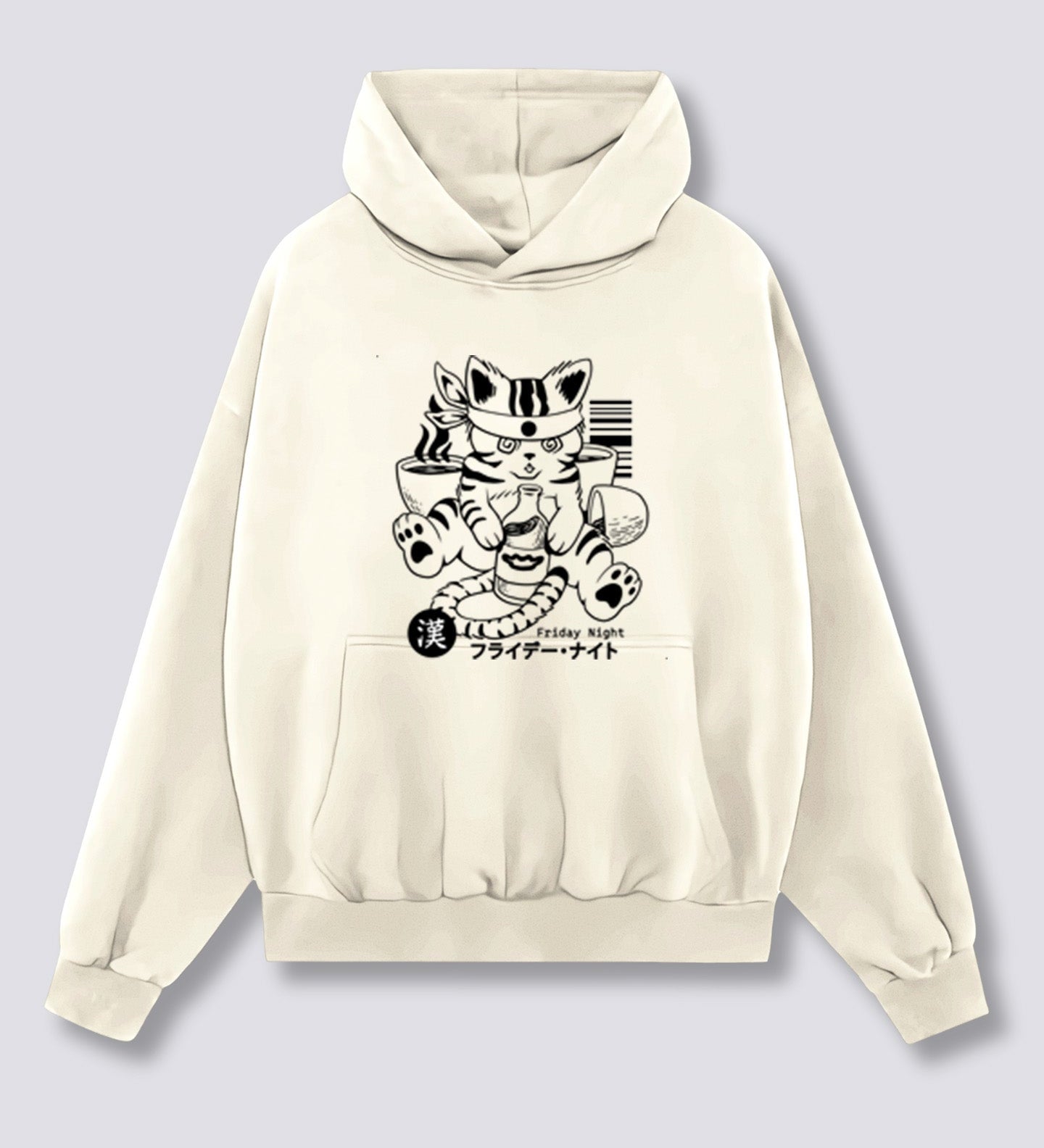 Priekinis Spaudinys - Girtas Katinas Hoodie