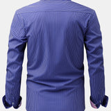 Button-Up Shirt with Long Sleeves and Contrast Plaid Stripe