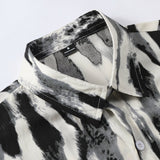 Button-Up Shirt with Brushstroke Print
