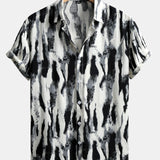 Button-Up Shirt with Brushstroke Print