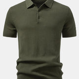 Pineapple Pattern Knit Polo Shirt
