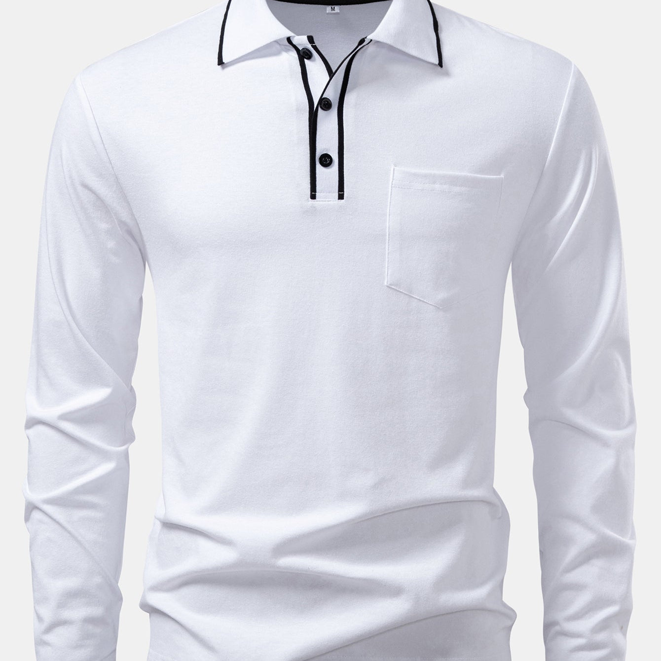 Contrast Pocket Long Sleeve Polo Shirt