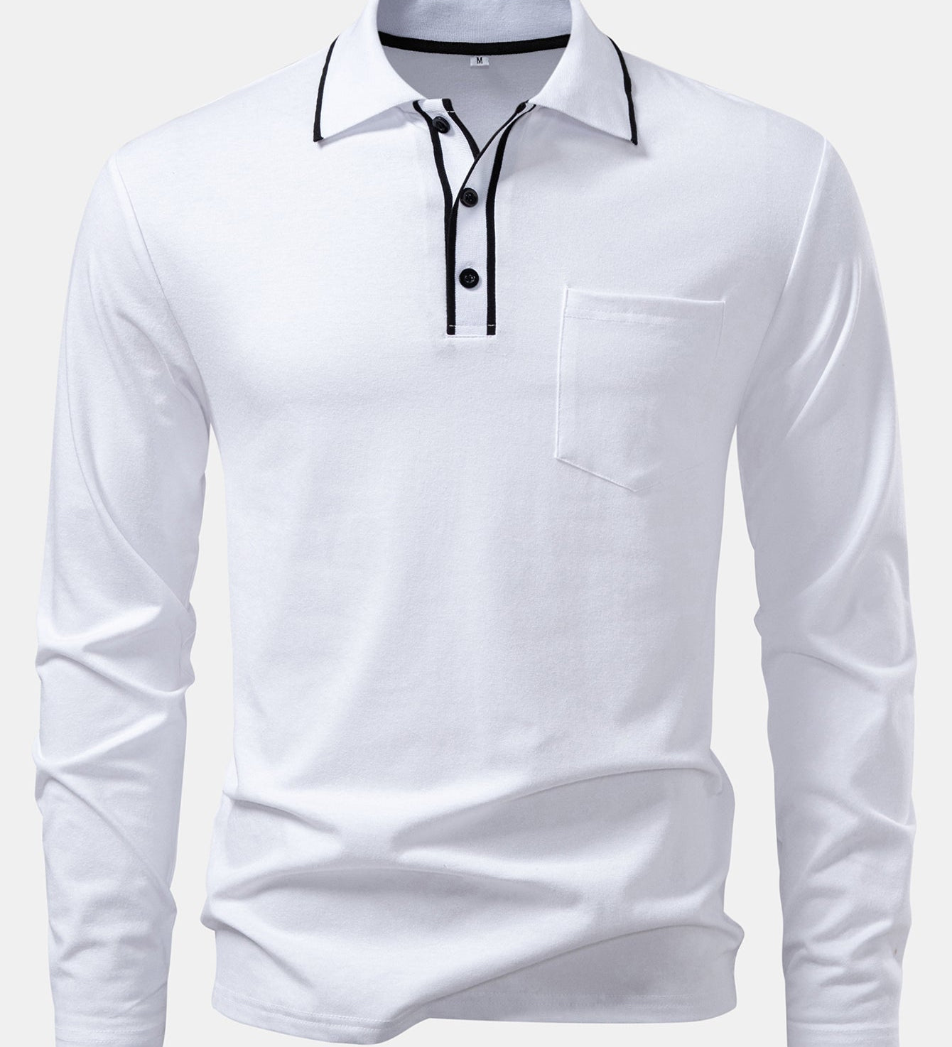 Contrast Pocket Long Sleeve Polo Shirt