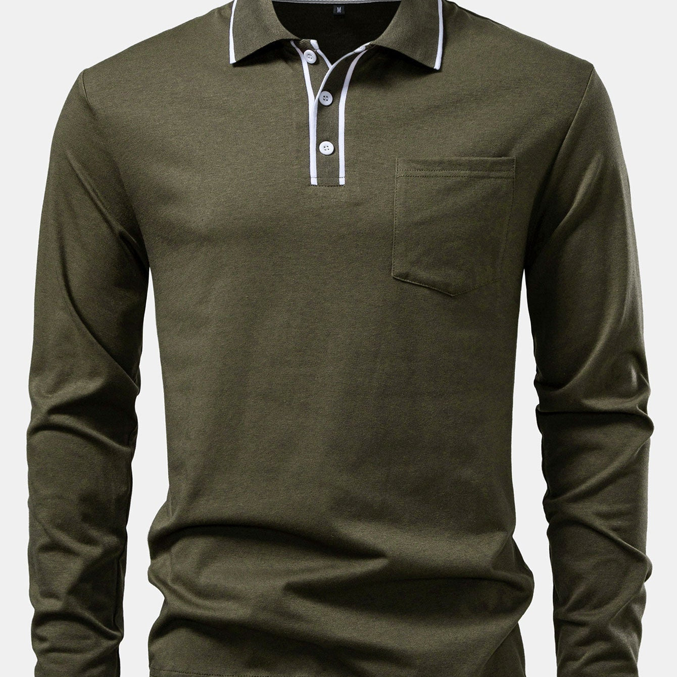 Contrast Pocket Long Sleeve Polo Shirt