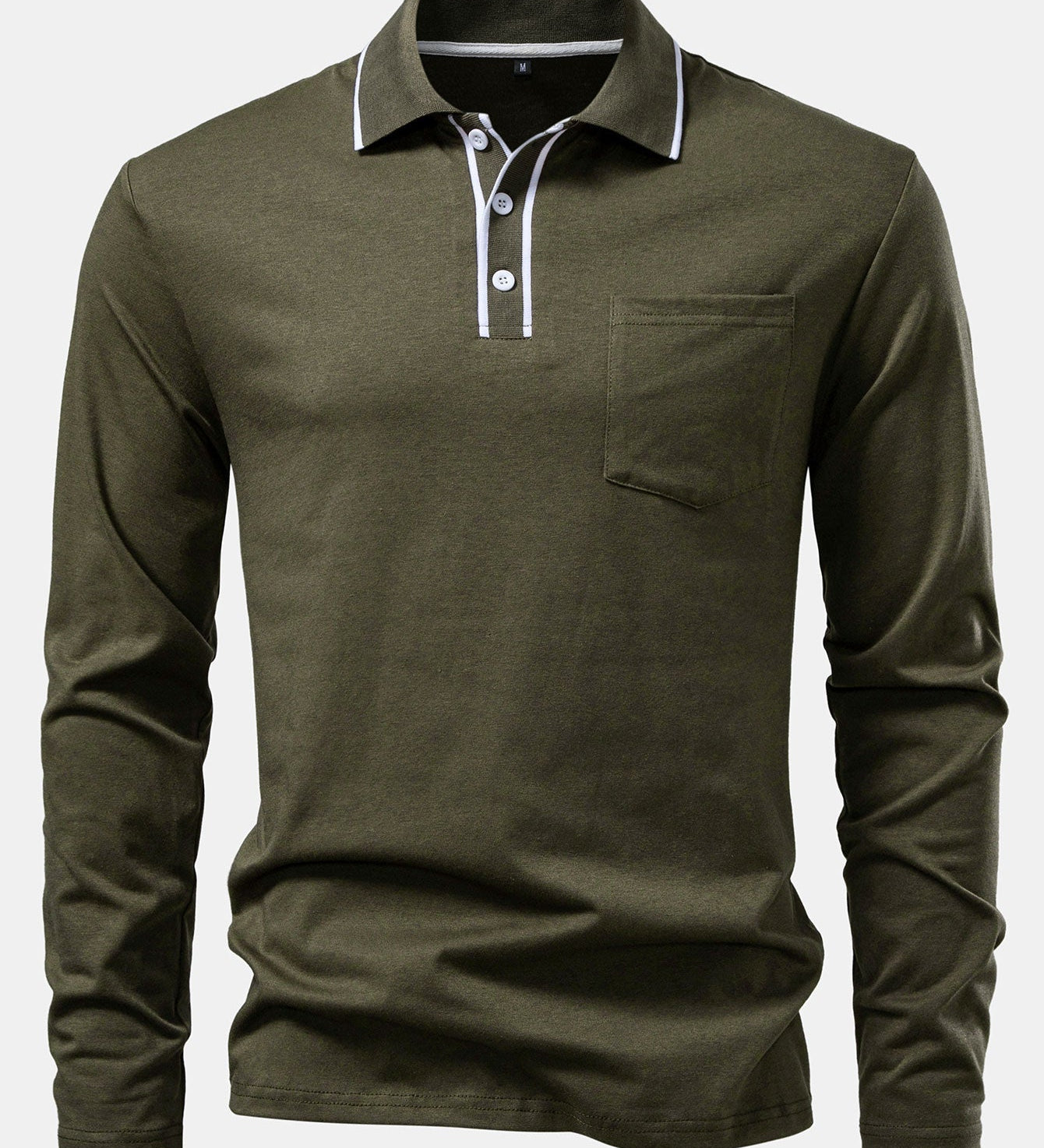 Contrast Pocket Long Sleeve Polo Shirt