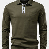 Contrast Pocket Long Sleeve Polo Shirt