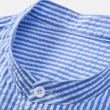 Set of 3 Seersucker Striped Stand Collar Shirts