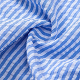 Set of 3 Seersucker Striped Stand Collar Shirts