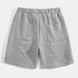 Relaxed Fit Geometric Jacquard V-Neck T-Shirt with Three-Quarter Sleeves and Shorts