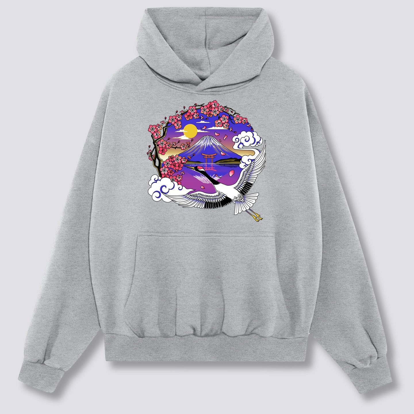 Priekinis Spaudinys - Mount Fuji Gervė Hoodie