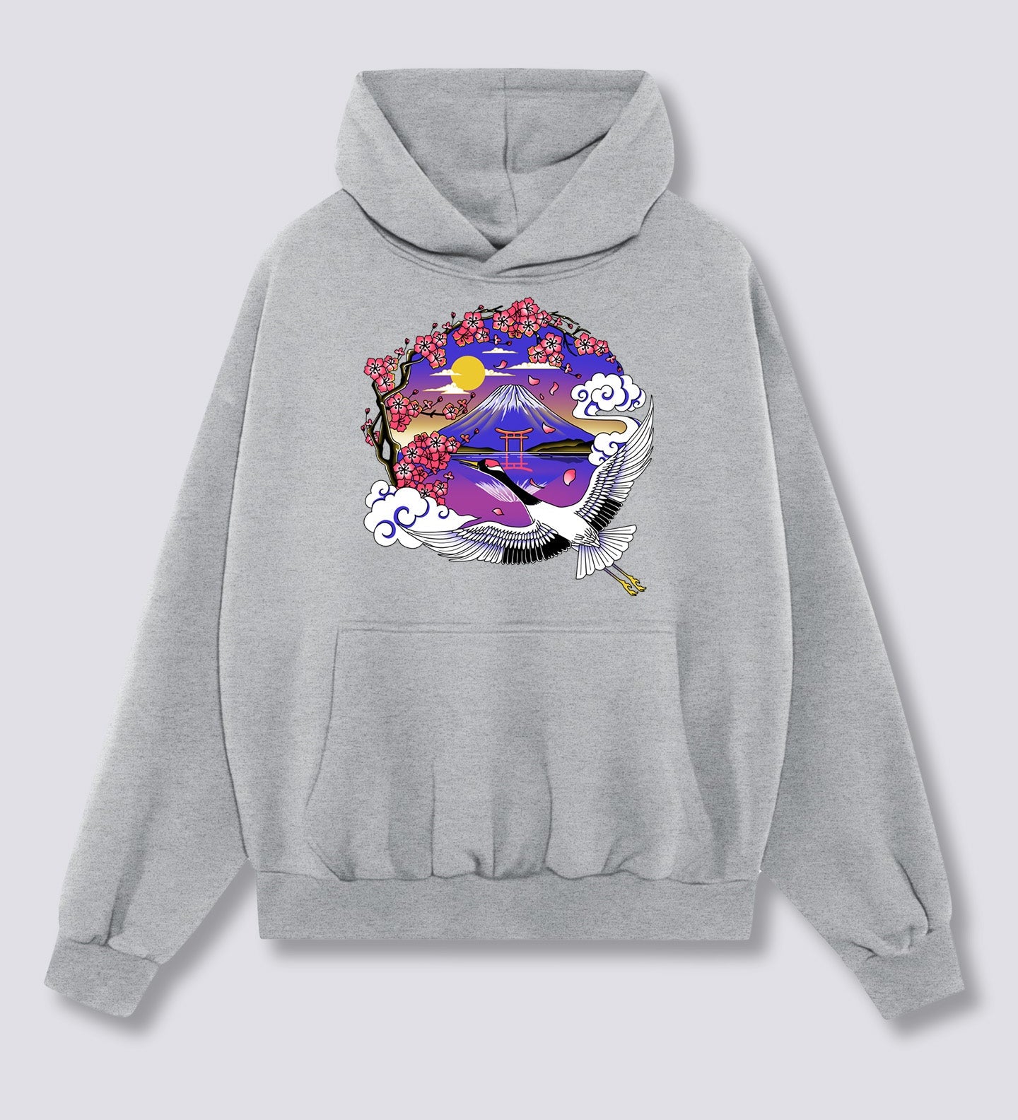 Priekinis Spaudinys - Mount Fuji Gervė Hoodie