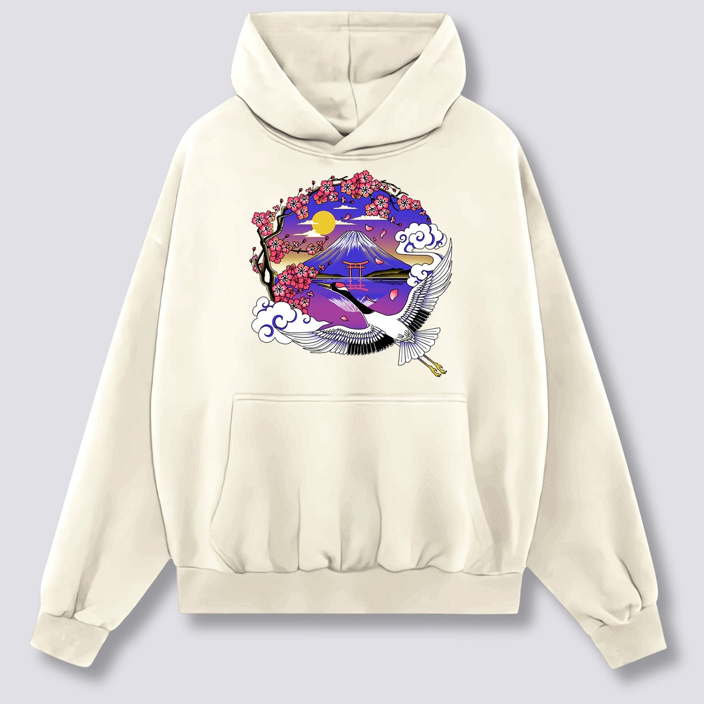 Priekinis Spaudinys - Mount Fuji Gervė Hoodie