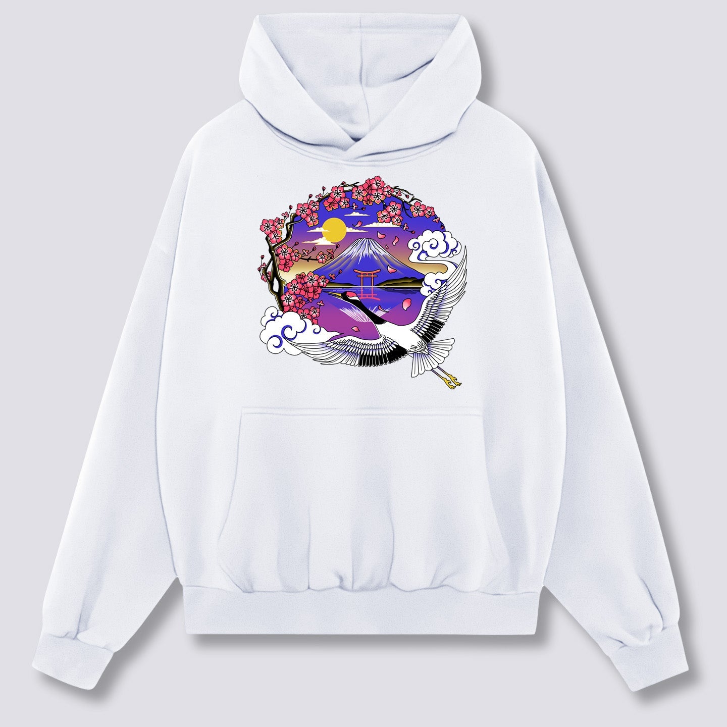 Priekinis Spaudinys - Mount Fuji Gervė Hoodie