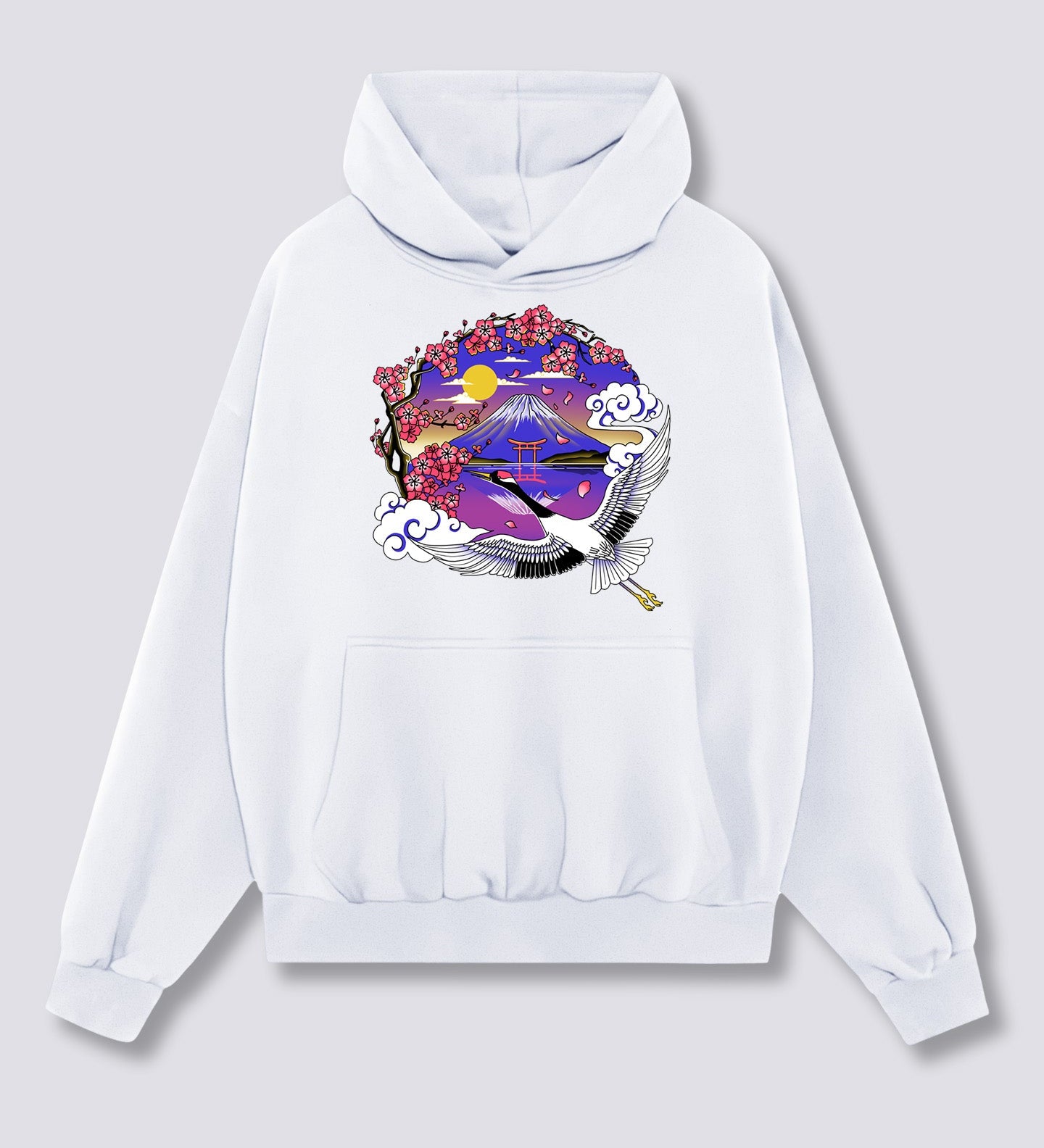 Priekinis Spaudinys - Mount Fuji Gervė Hoodie