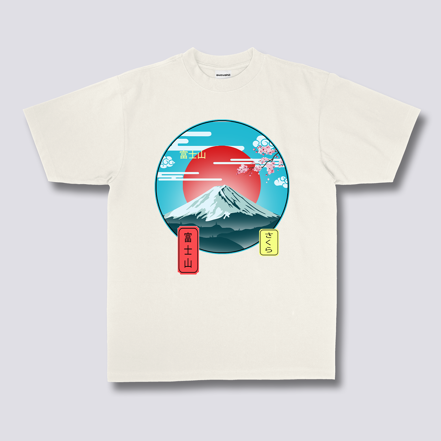 Priekinis Spaudinys - Mount Fuji Marškiniai