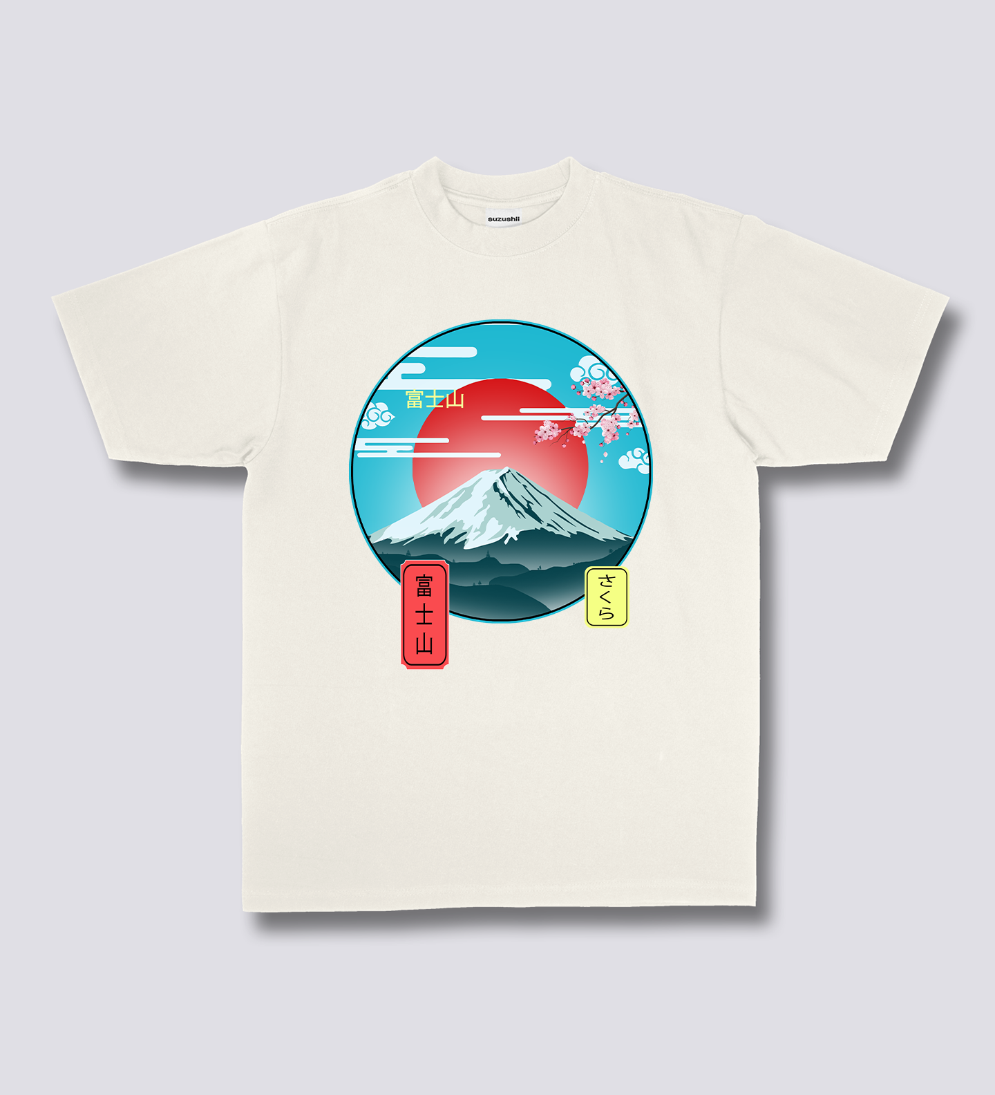 Priekinis Spaudinys - Mount Fuji Marškiniai