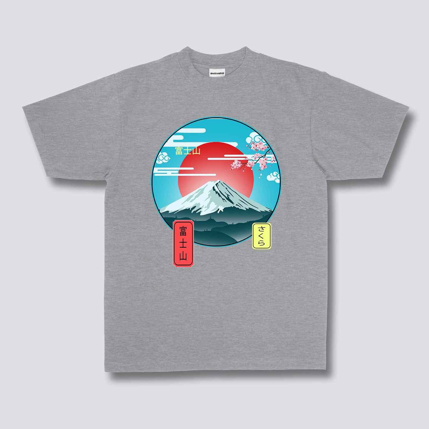 Priekinis Spaudinys - Mount Fuji Marškiniai
