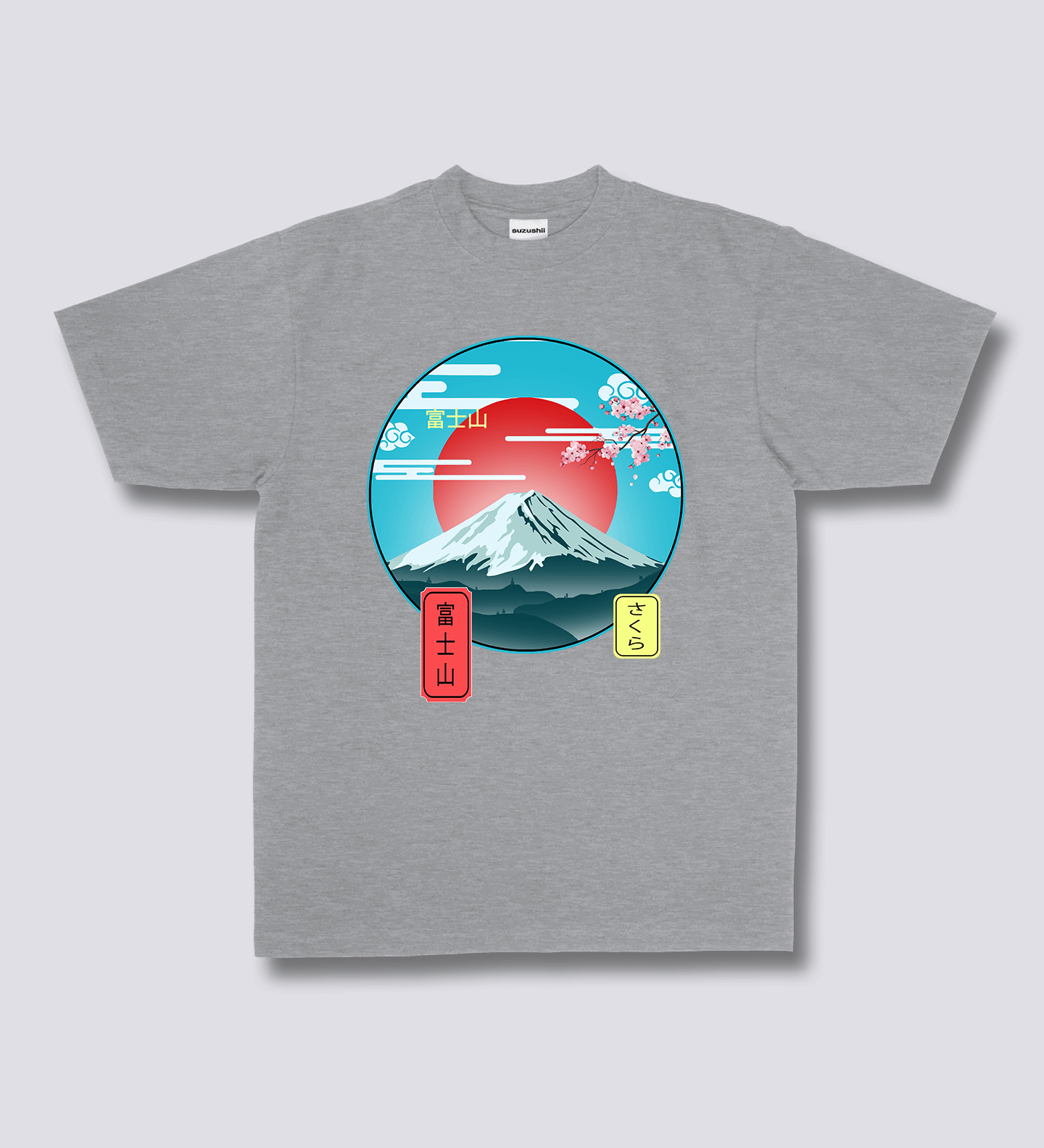 Priekinis Spaudinys - Mount Fuji Marškiniai