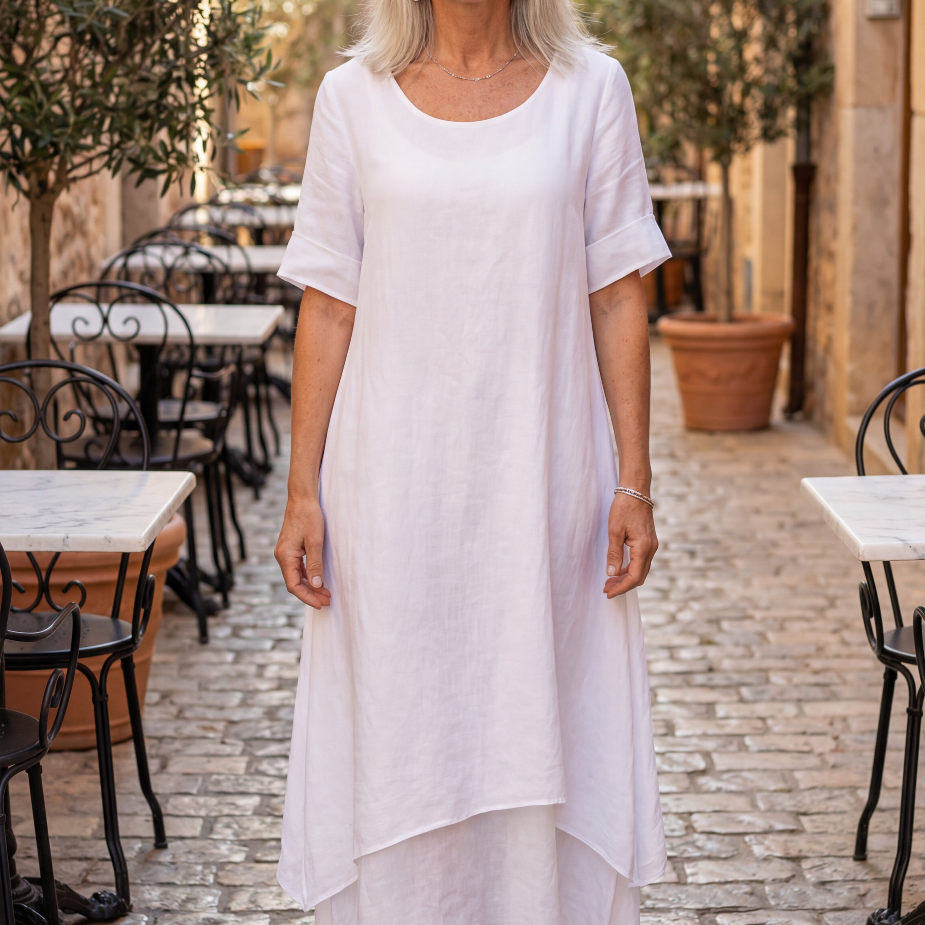 GINTARĖ – Sluoksniuota laisva maxi suknelė