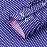 Button-Up Shirt with Long Sleeves and Contrast Plaid Stripe