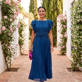 Seraphina | Elegante Maxi Abito Plissettato con Vita Annodata