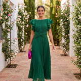 Seraphina | Elegante Maxi Abito Plissettato con Vita Annodata