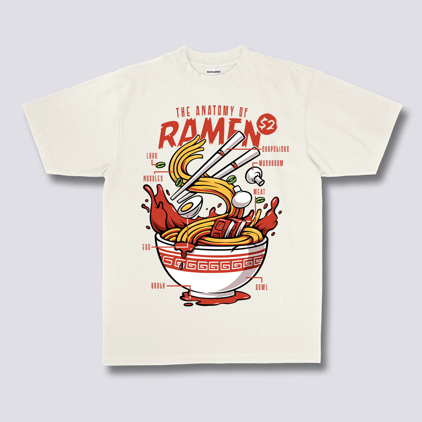 Priekinis Spaudinys - Ramen Anatomija Marškiniai