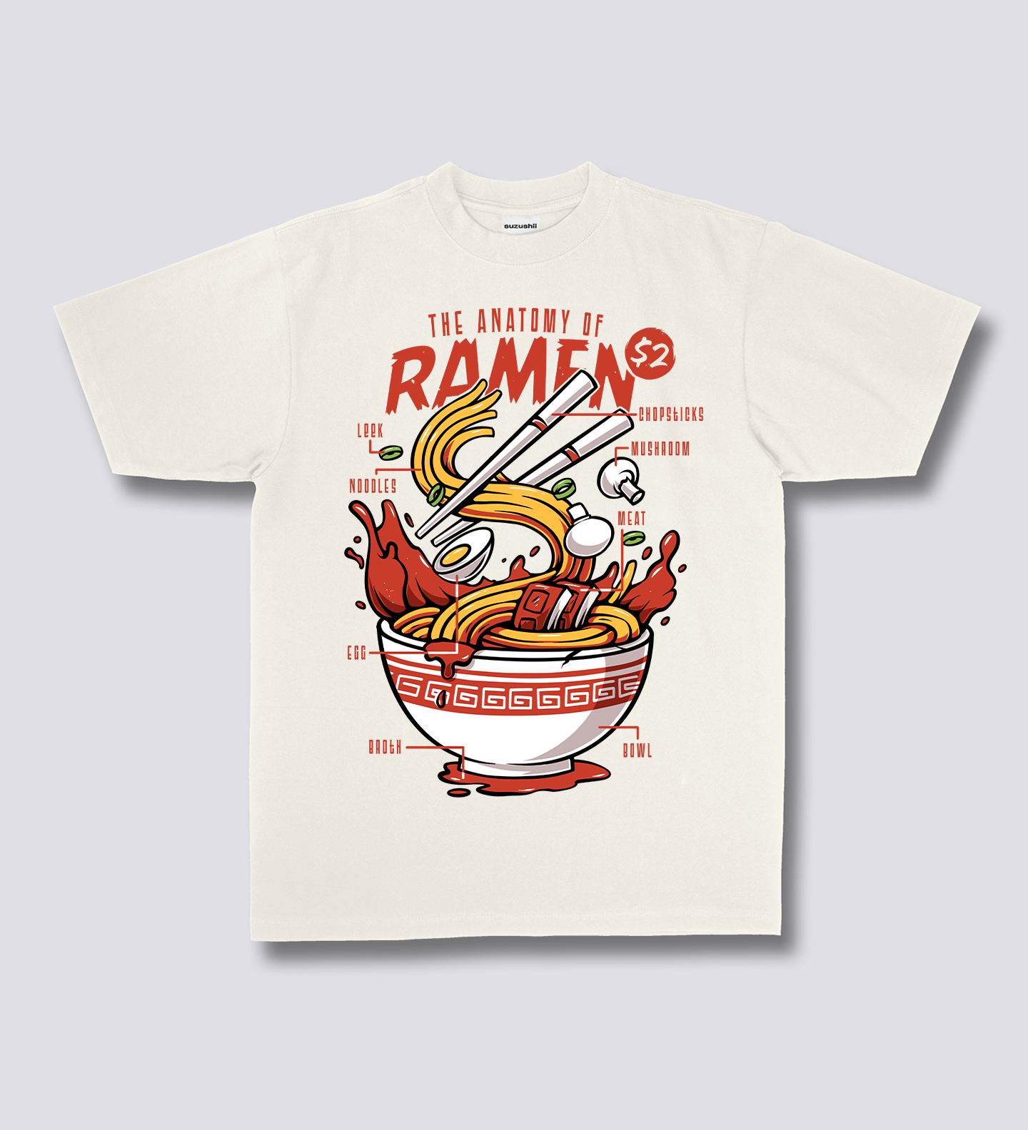 Priekinis Spaudinys - Ramen Anatomija Marškiniai