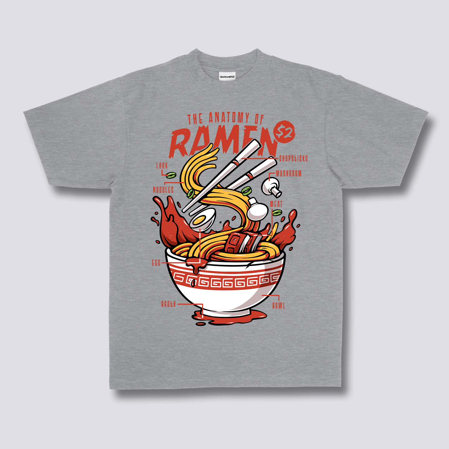 Priekinis Spaudinys - Ramen Anatomija Marškiniai