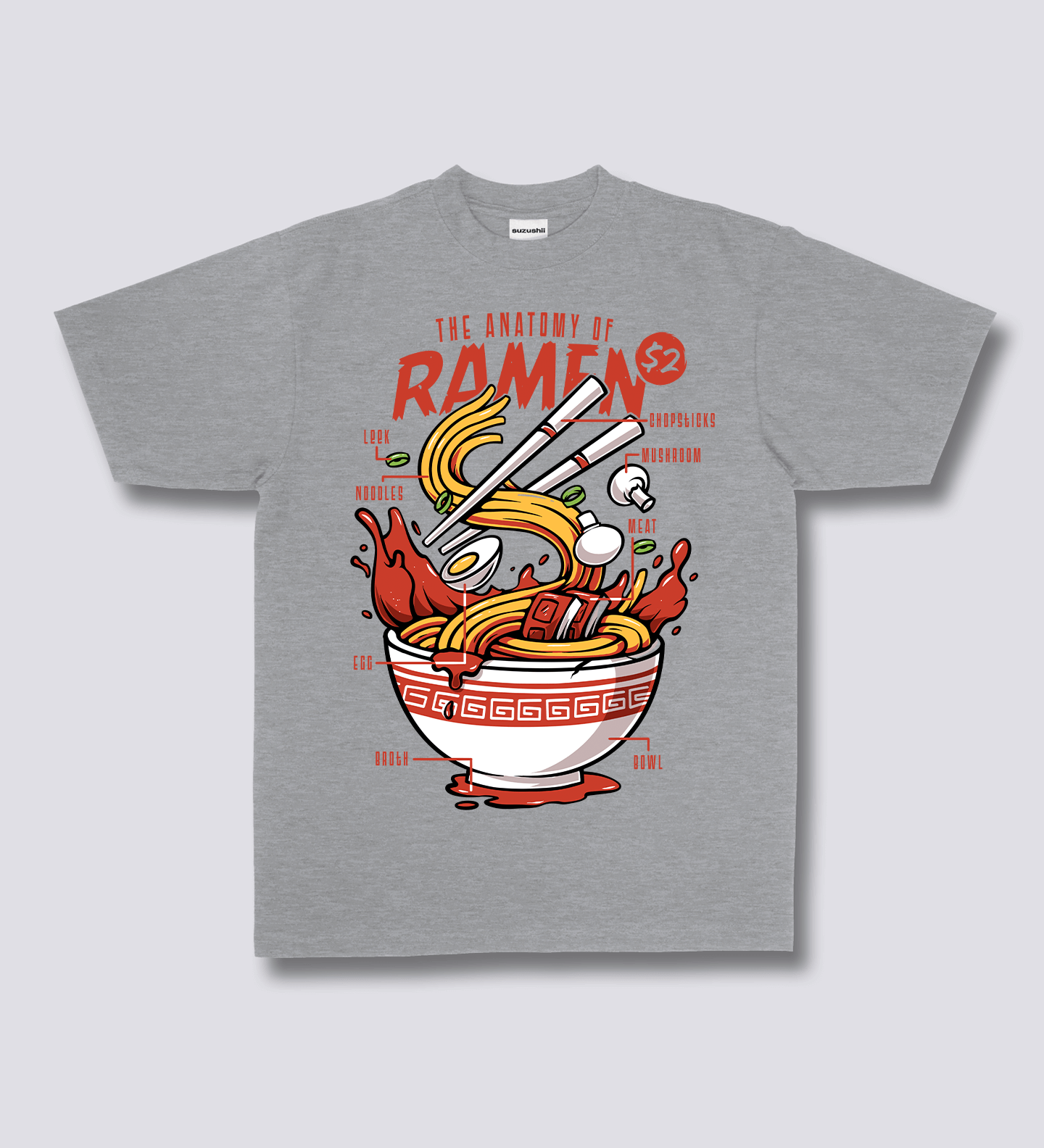 Priekinis Spaudinys - Ramen Anatomija Marškiniai