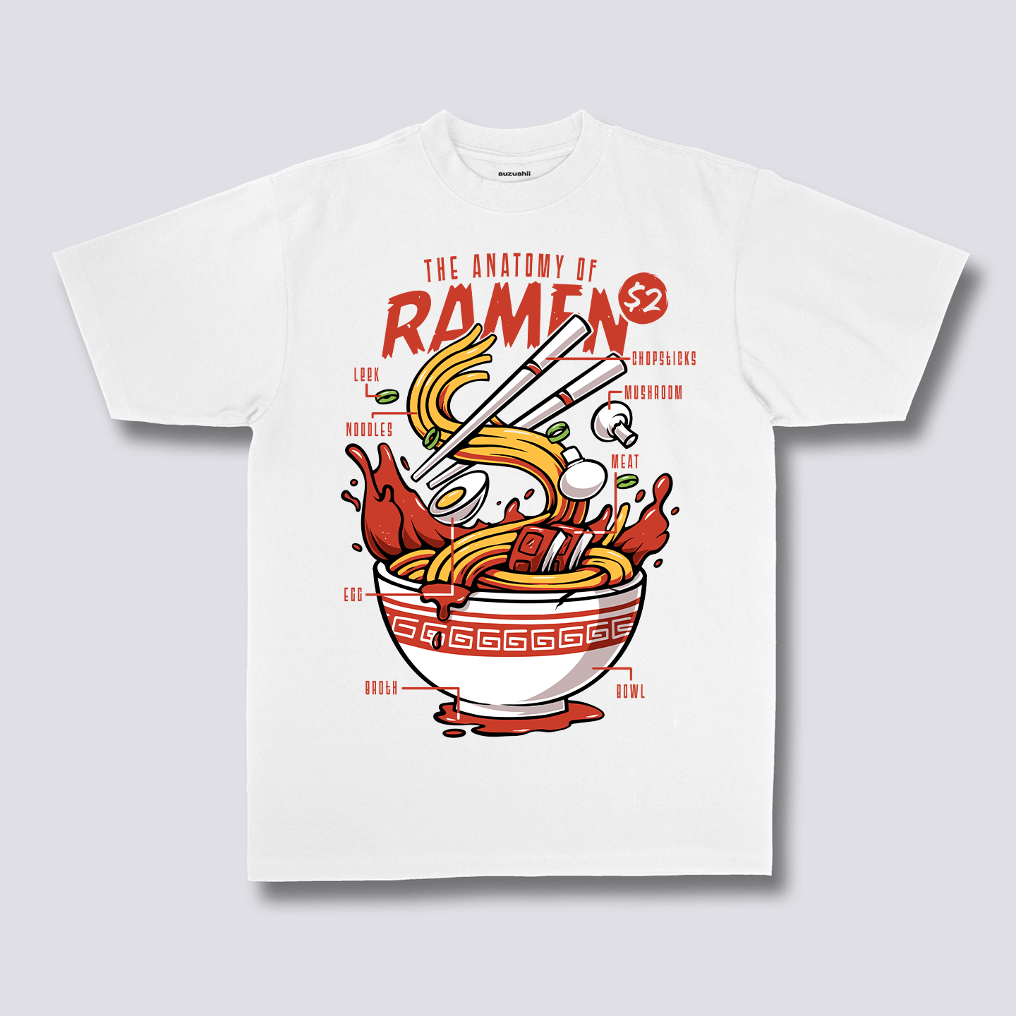Priekinis Spaudinys - Ramen Anatomija Marškiniai