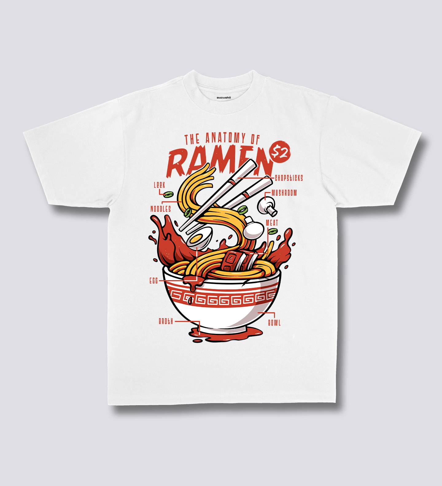 Priekinis Spaudinys - Ramen Anatomija Marškiniai