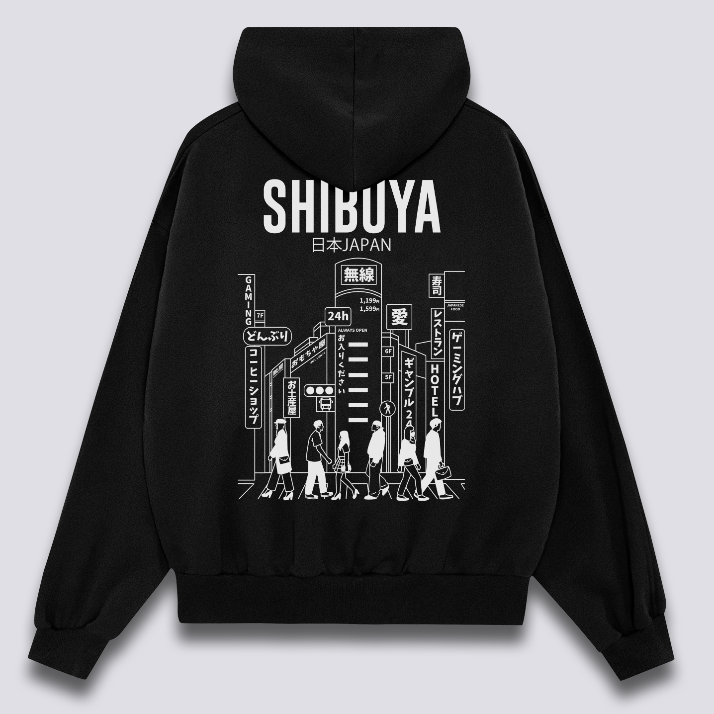 Shibuya miesto džemperis su gobtuvu