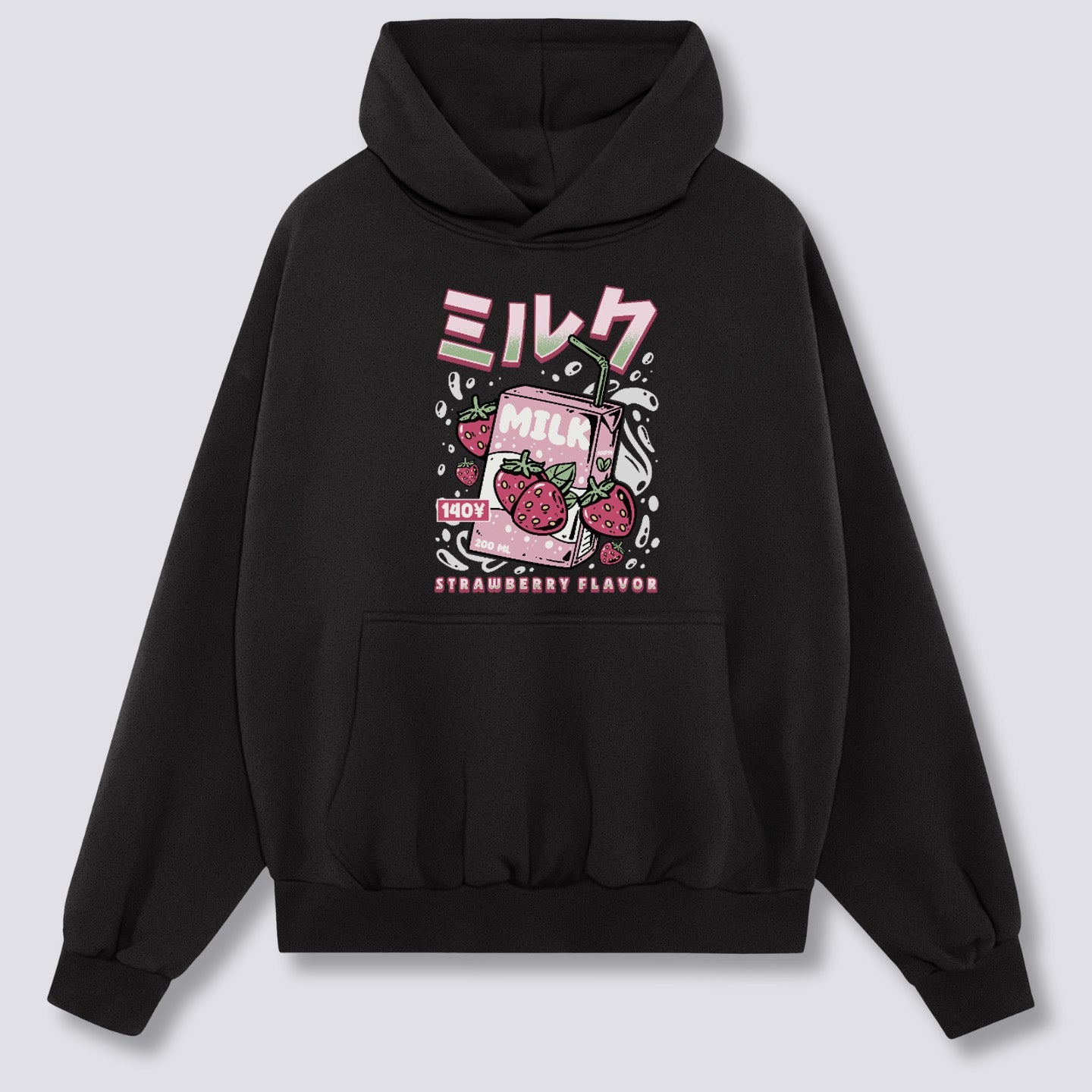 Priekinis Spaudinys - Braškių Pieno Hoodie