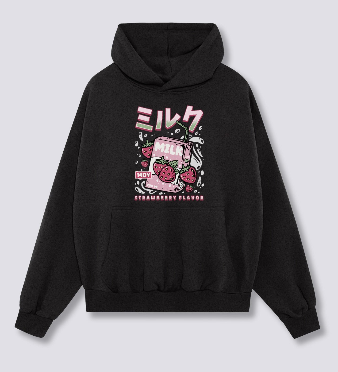 Priekinis Spaudinys - Braškių Pieno Hoodie
