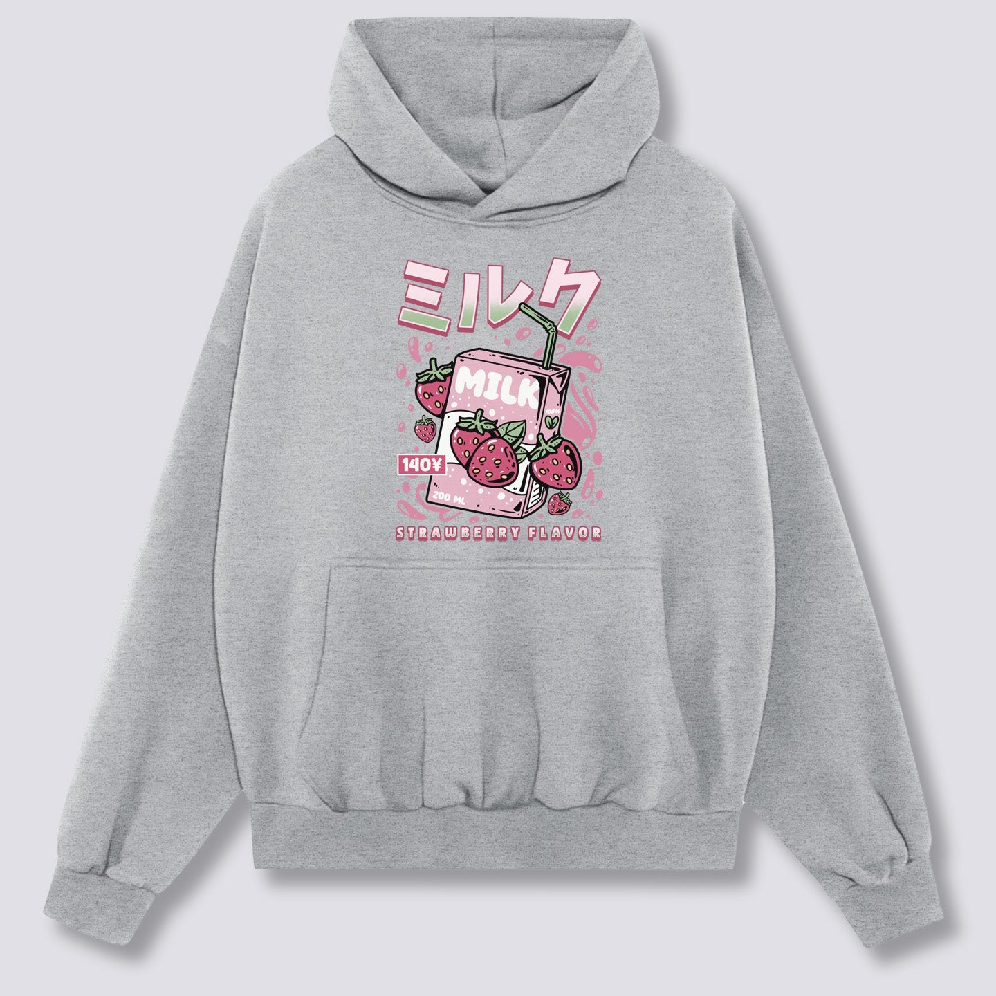 Priekinis Spaudinys - Braškių Pieno Hoodie