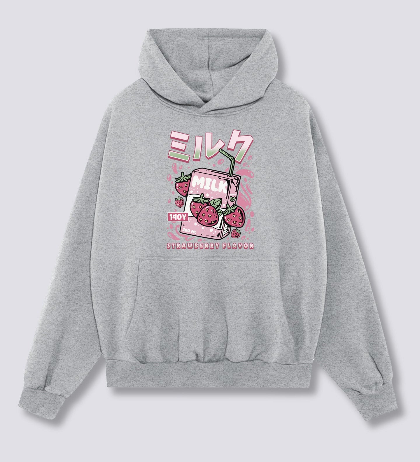 Priekinis Spaudinys - Braškių Pieno Hoodie