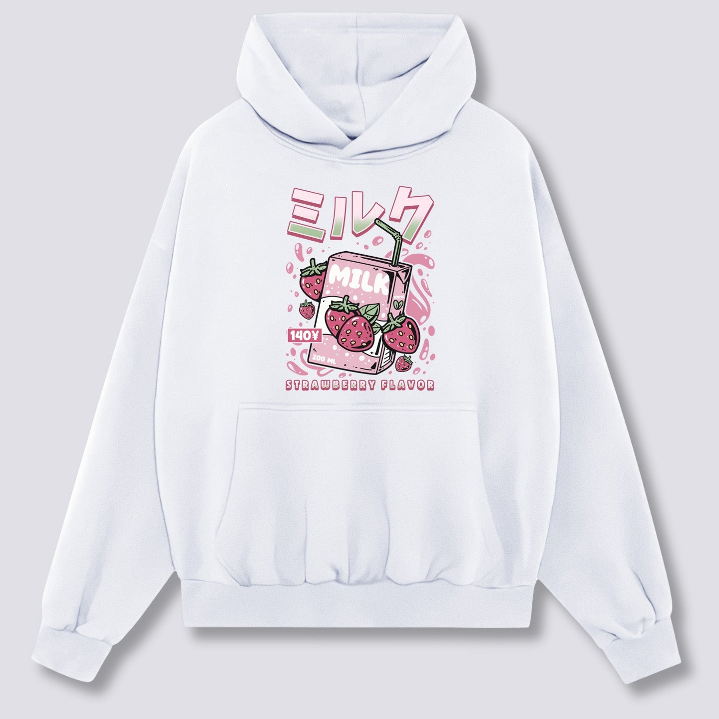 Priekinis Spaudinys - Braškių Pieno Hoodie