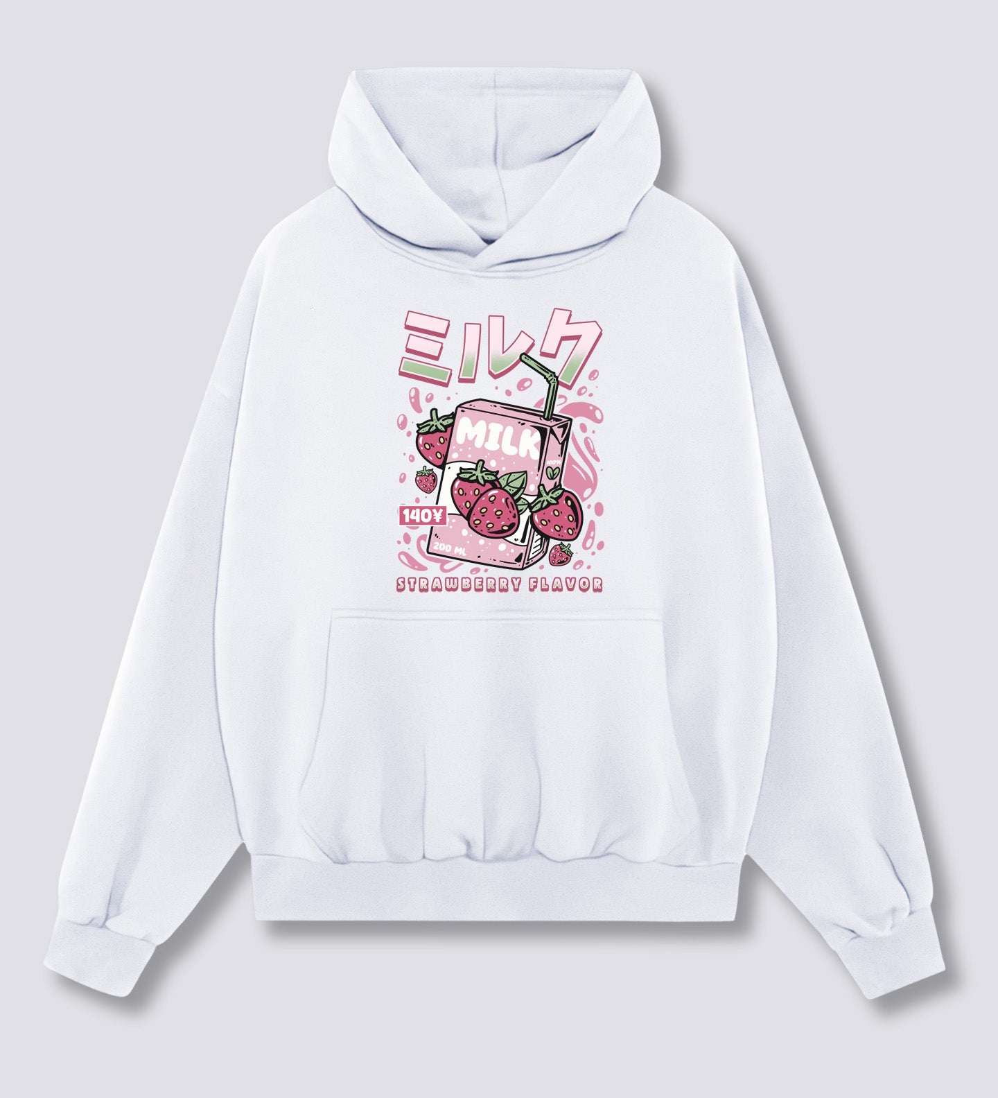 Priekinis Spaudinys - Braškių Pieno Hoodie