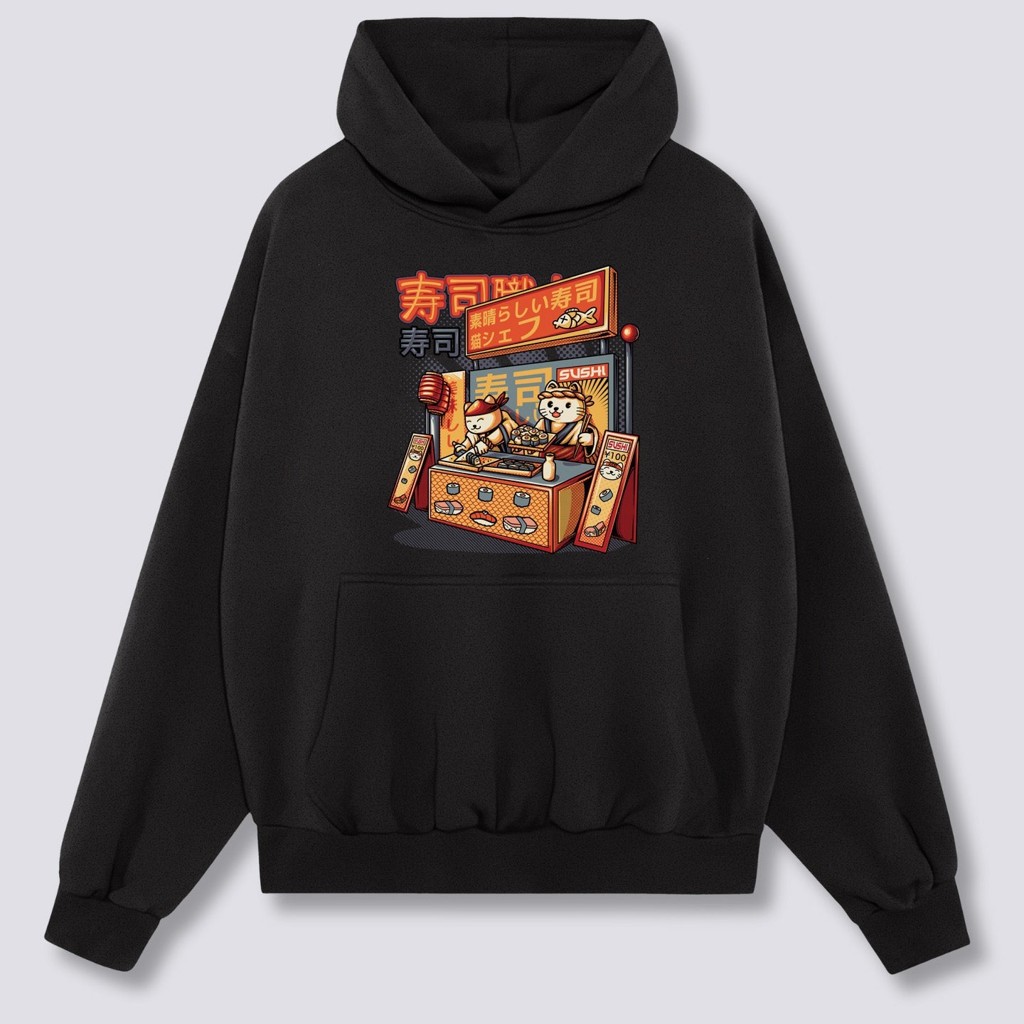 Priekinis Spaudinys - Sushi Parduotuvės Hoodie
