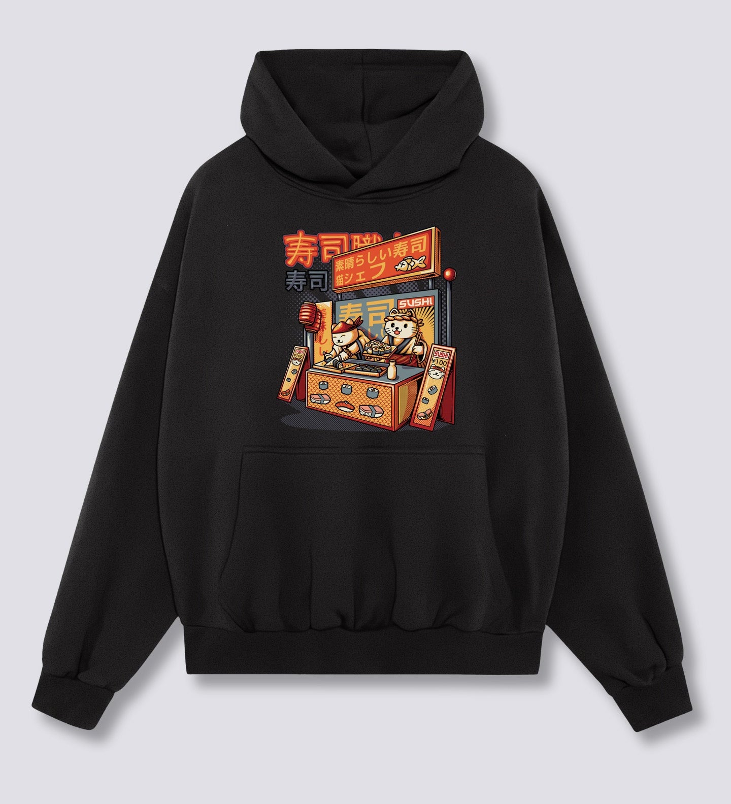 Priekinis Spaudinys - Sushi Parduotuvės Hoodie