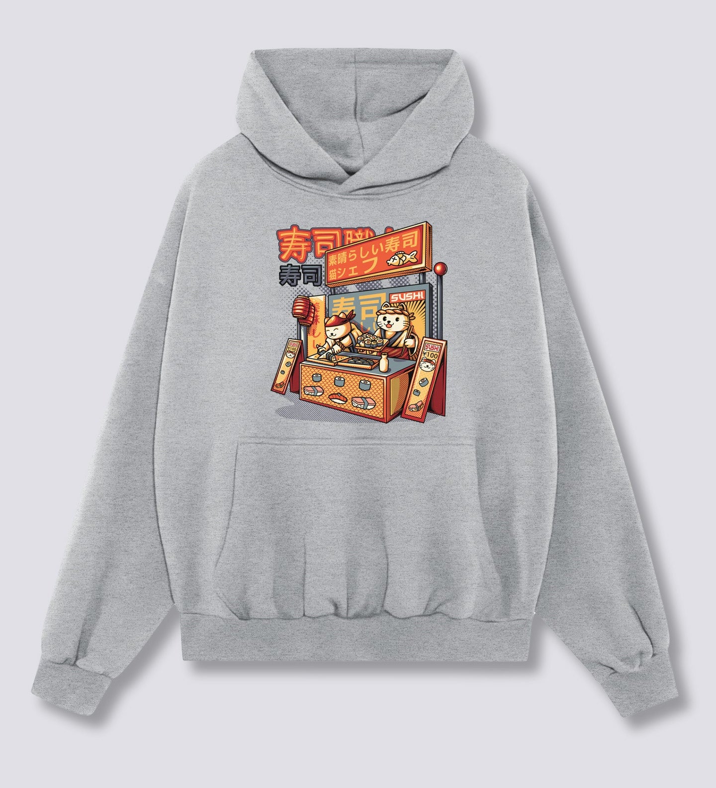 Priekinis Spaudinys - Sushi Parduotuvės Hoodie
