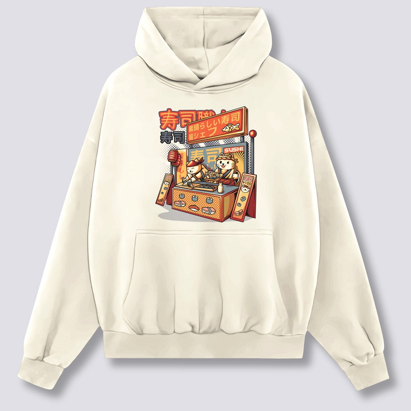 Priekinis Spaudinys - Sushi Parduotuvės Hoodie