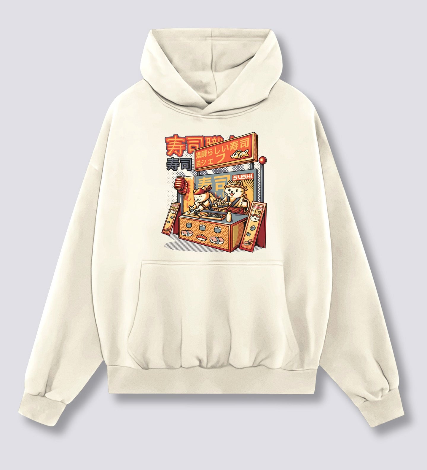 Priekinis Spaudinys - Sushi Parduotuvės Hoodie