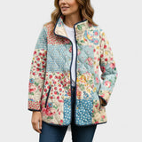 Viola – Quilted Jacket with Patchwork Pattern and Plush Collar